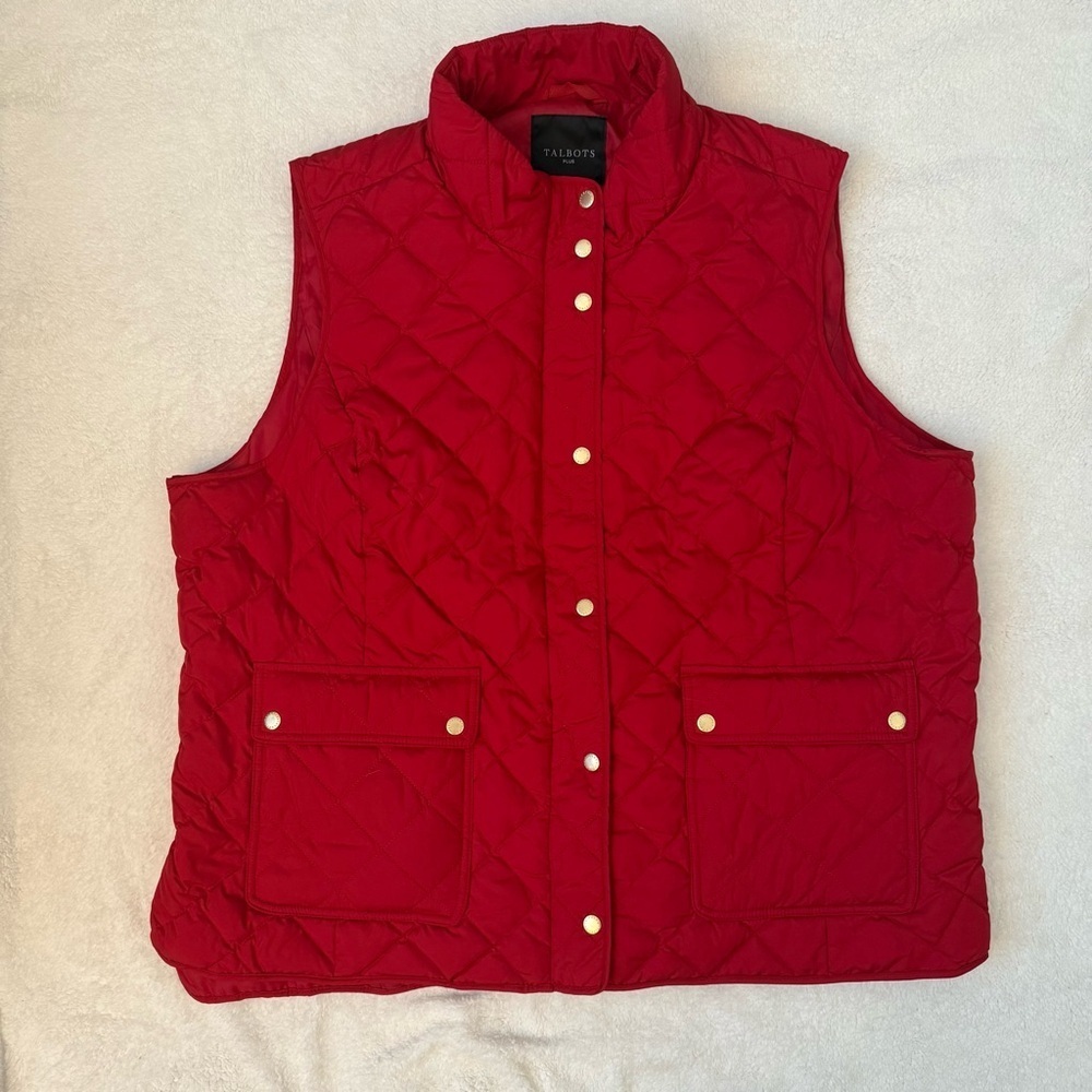 Talbots Red Quilted Down Filled Puffer Vest - Solid Women’s Size 3X - Picture 3 of 5